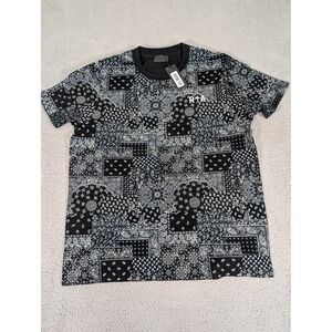 RTA Shirt Mens XL‎ Black Bandana Paisley Patchwork Graphic Tee Streetwear Cotton